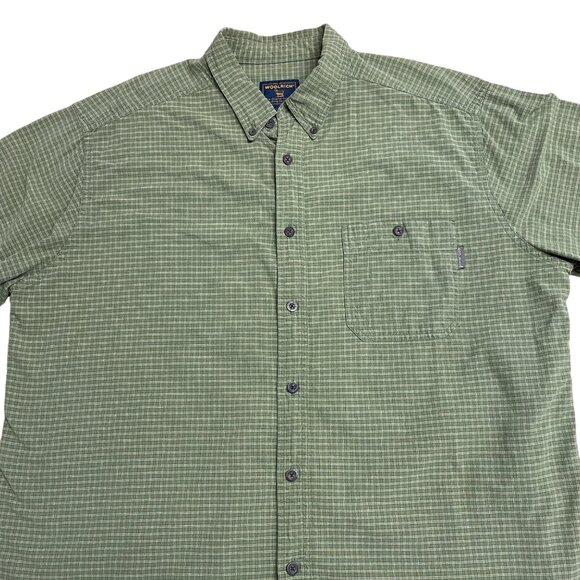 WOOLRICH SHIRT BUTTON DOWN LONG SLEEVE MENS XL CHECK LIGHT MOSS COTTON CASUAL - Picture 3 of 10